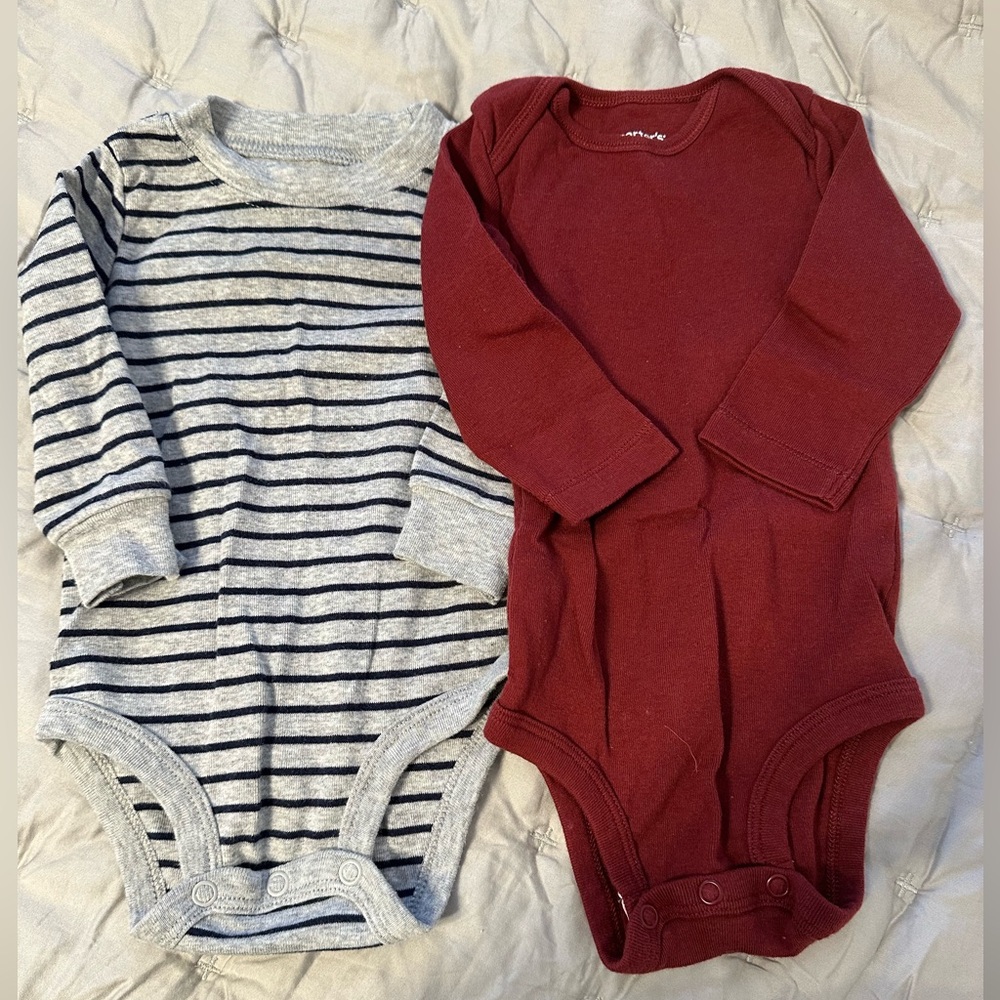 Two Pack Long Sleeve Baby One-Piece Bodysuits